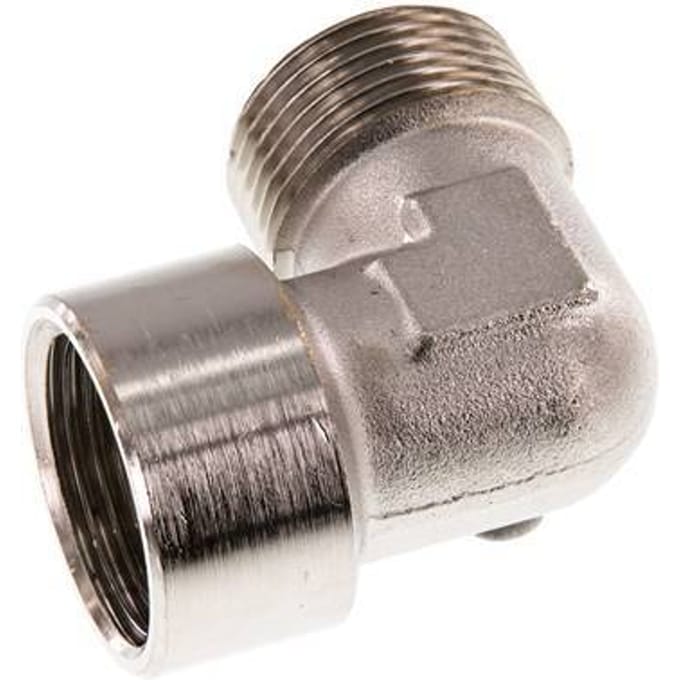 G 1'' x R 1'' F/M Vernikkeld Messing L-Fitting 90graden 16 Bar - FL2E-FM-BN-100GR