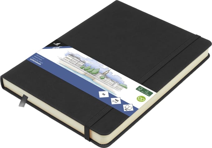 Kangaro schetsboek - A5 - zwart - met elastiek en lint - 2 stuks - K-861220
