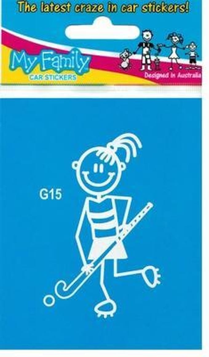 Meisje met hockeystick, autosticker