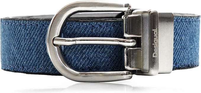 Desigual Riem Reversible Belt W85 Denim Raw Lichtblauw Zwart