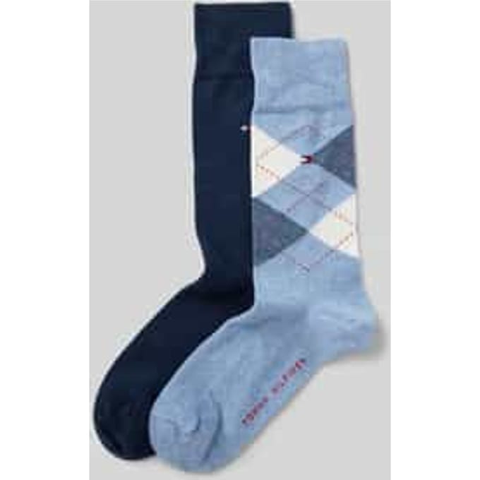 Tommy Hilfiger Sock Check (2-pack) - heren sokken - blauw geruit