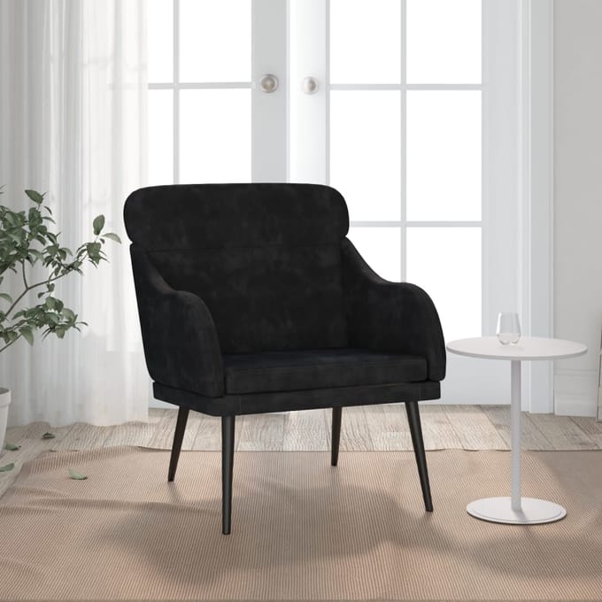 vidaXL - Fauteuil - 63x76x80 - cm - fluweel - zwart