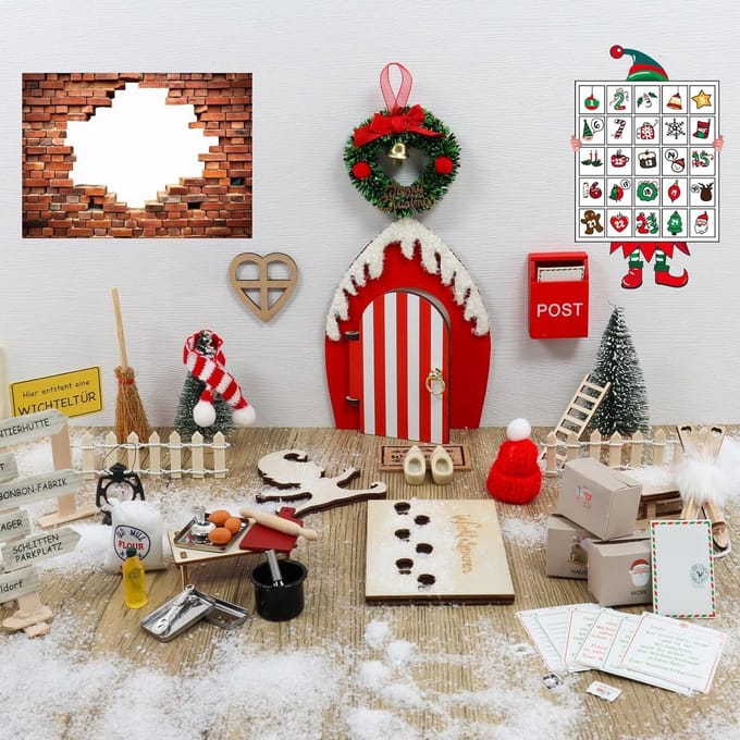 54-delige Kabouterdeur Accessoires Set voor Kerstmis - Miniatuur Elf Decoratie & Speelgoed