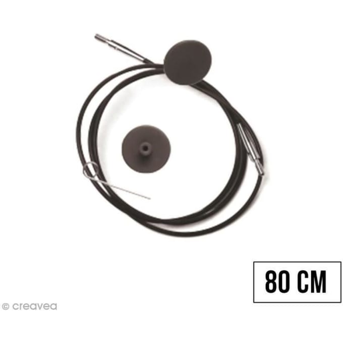 Câble pour aiguille interchangeable - KNITPRO - n°20 - 80 cm - Noir - Droit zwart