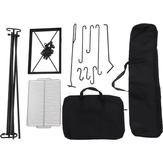 Support de cuisson de feu de camp suspendu multifonctionnel à bascule pour BBQ, pique-nique, camping en plein air avec L white