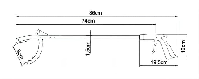 Moretti Grijper 71 cm - Draaiend bovenstuk antislipcoating 71 cm - Zilverkleurig