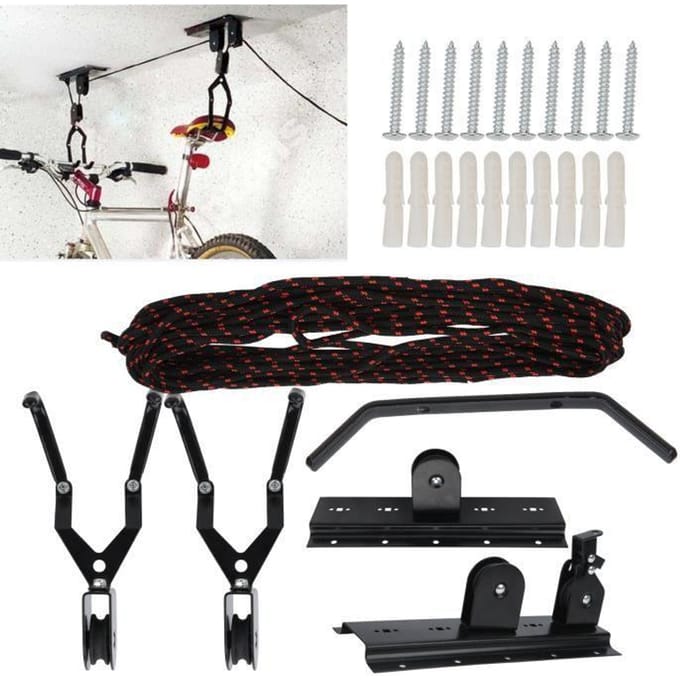 Support de plafond - Dilwe - Cintre mural de rangement - Noir - Pour vélo et kayak - Gain de place