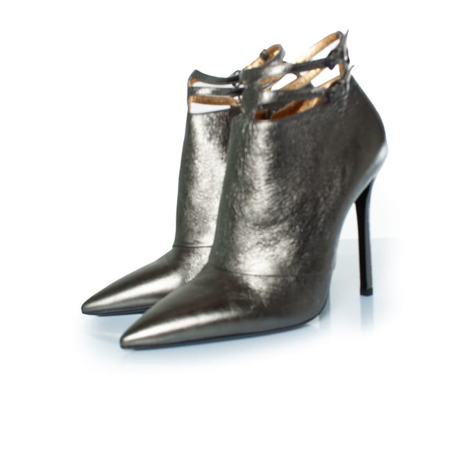 Bottega Veneta metallic leren enkellaarsjes