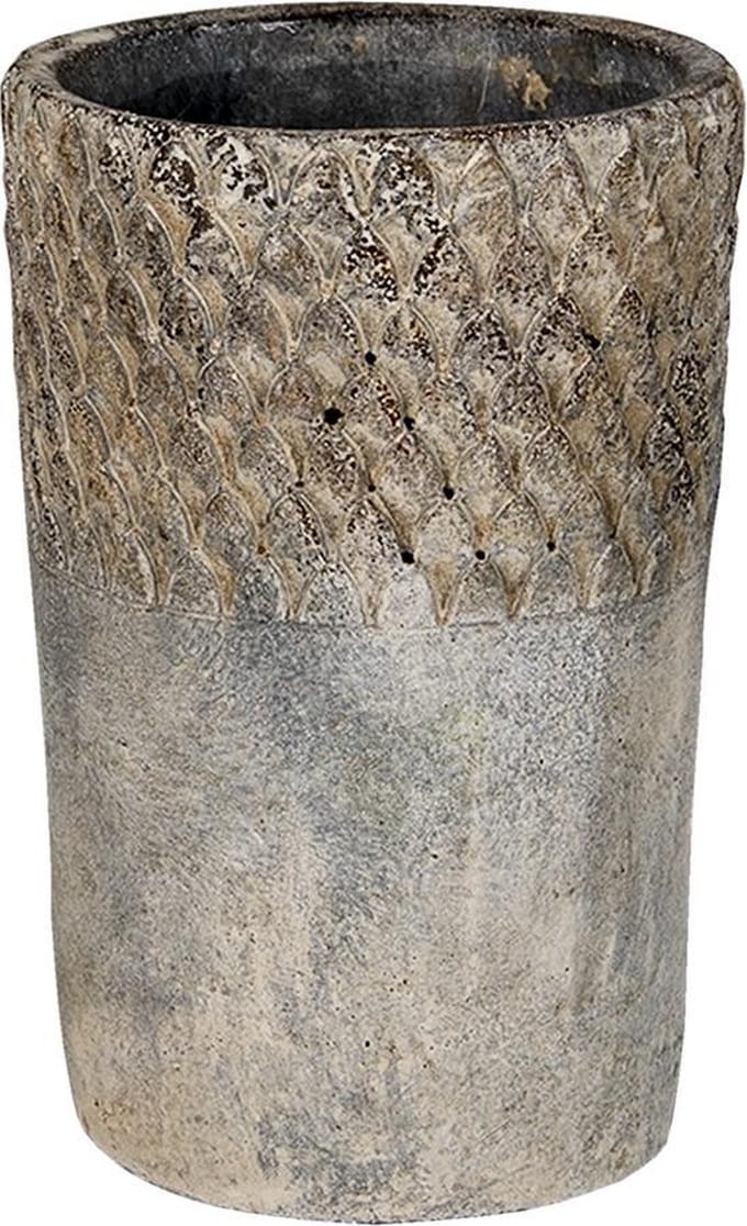 Bloempot voor Binnen – Grijs – Rustieke Pot – Ø 12 cm – Steen