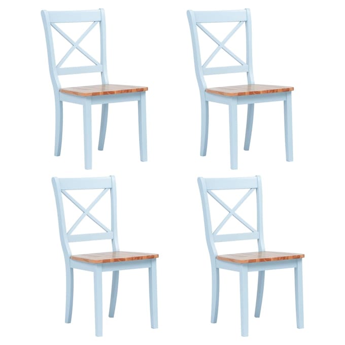 vidaXL - Eetkamerstoelen - 4 - st - massief - rubberwood - grijs - en - naturel