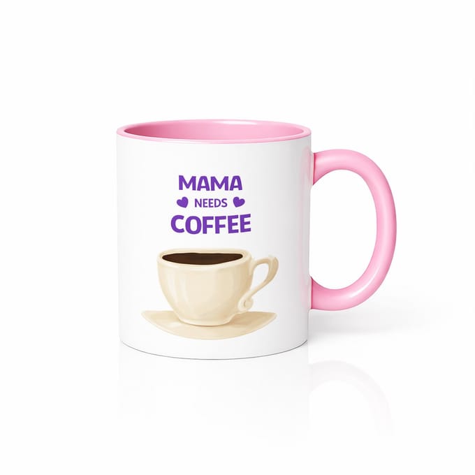 Mama Needs Coffee Mok - Grappig Moederdag Cadeau - Roze/Wit Keramiek - Koffiebeker - 330 ml