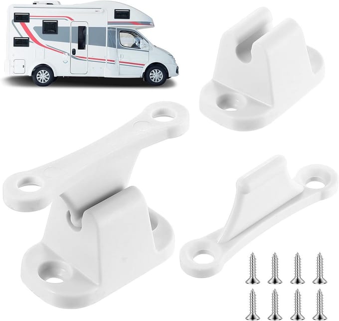 2x Witte Deurstopper voor Caravan, Camper en Boot - Kunststof T-vormige Deurhouder Inclusief Montage Schroeven