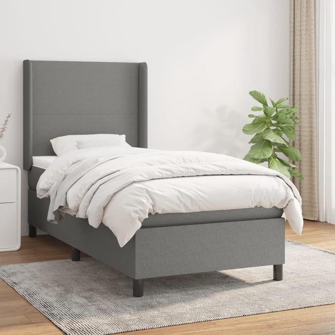 vidaXL - Boxspring - met - matras - stof - donkergrijs - 80x200 - cm