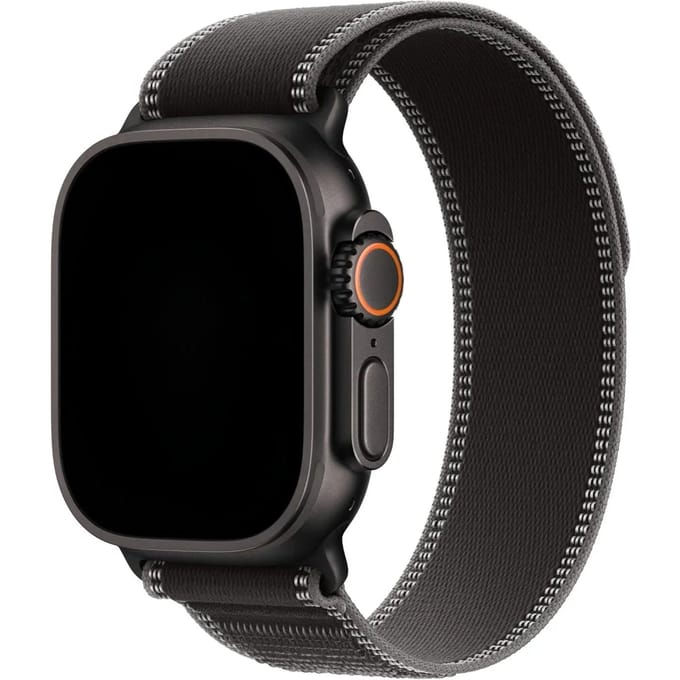 2+2 | Apple Watch Bandje Trail - Nylon - Zwart Houtskool - Zwart