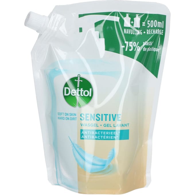 Dettol Sensitive Wasgel Antibacterieel Navulling 500 Vloeibare zeep