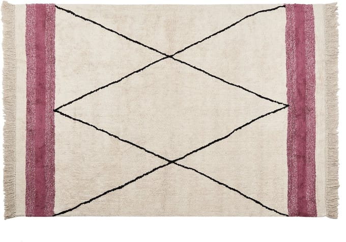 AFSAR - Laagpolig vloerkleed - Lichtbeige - 140 x 200 cm - Katoen