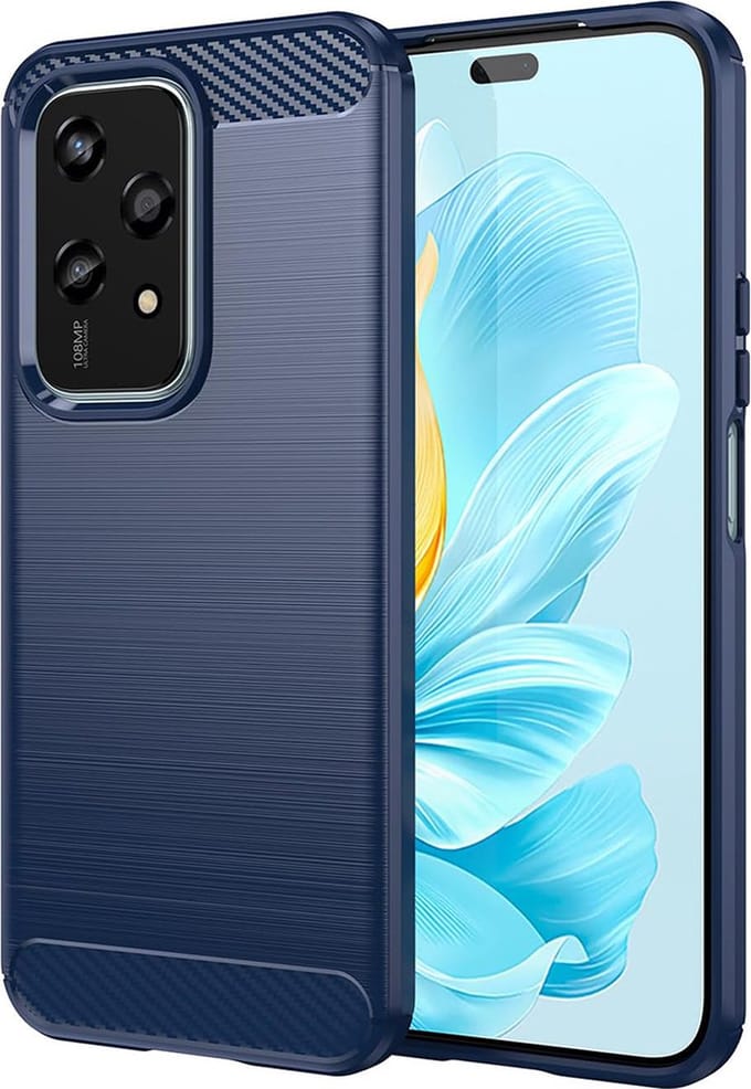 Hoesje geschikt voor HONOR 200 Lite - Techsuit Carbon Silicone Back Cover - Blauw
