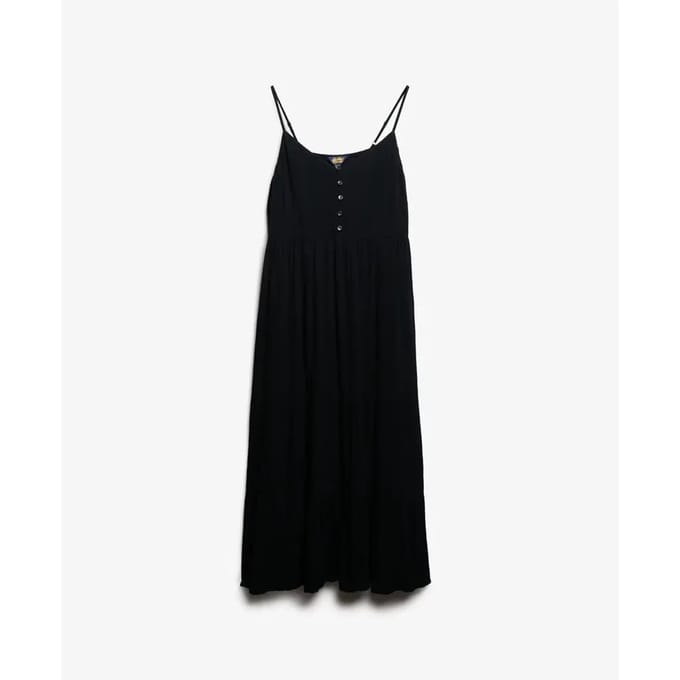 Superdry - Gelaagde midi-jurk met halve knoopsluiting - Dames - Jurken