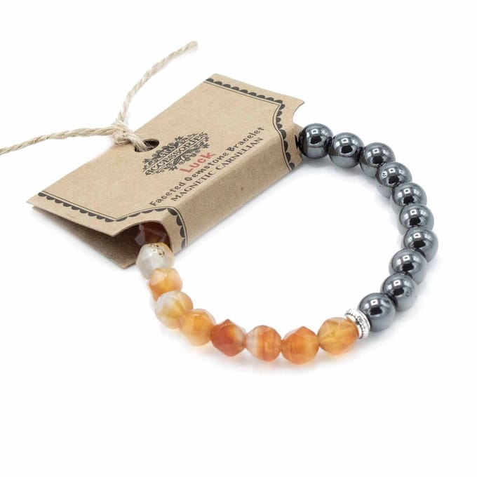 Armband met gefacetteerde edelstenen - magnetische carneool