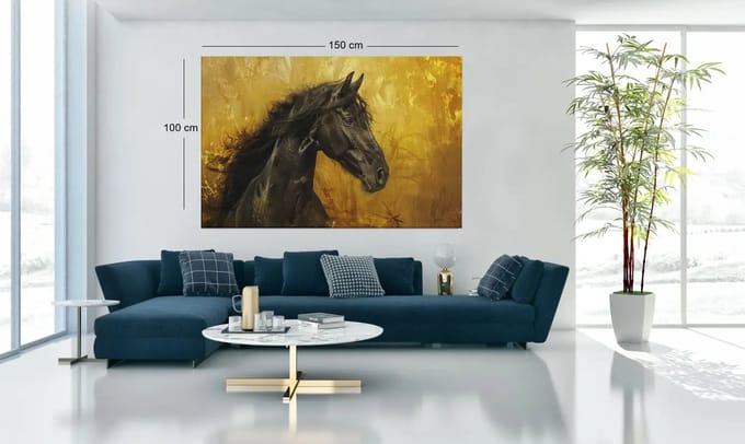 Canvas Schilderij - Paard - Dieren kunst - Wanddecoratie - 120x80x2 cm
