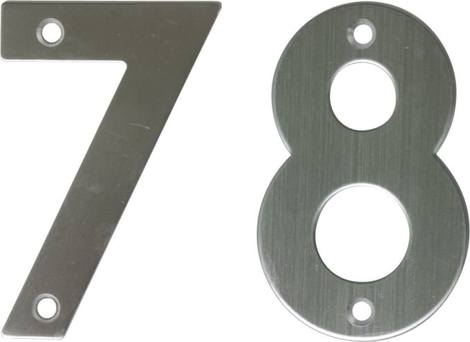 AMIG Huisnummer 78 - massief Inox RVS - 10cm - incl. bijpassende schroeven - zilver