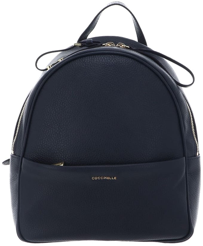 COCCINELLE Leren rugzak Nory Backpack Grained Leather Midnight Blue donkerblauw