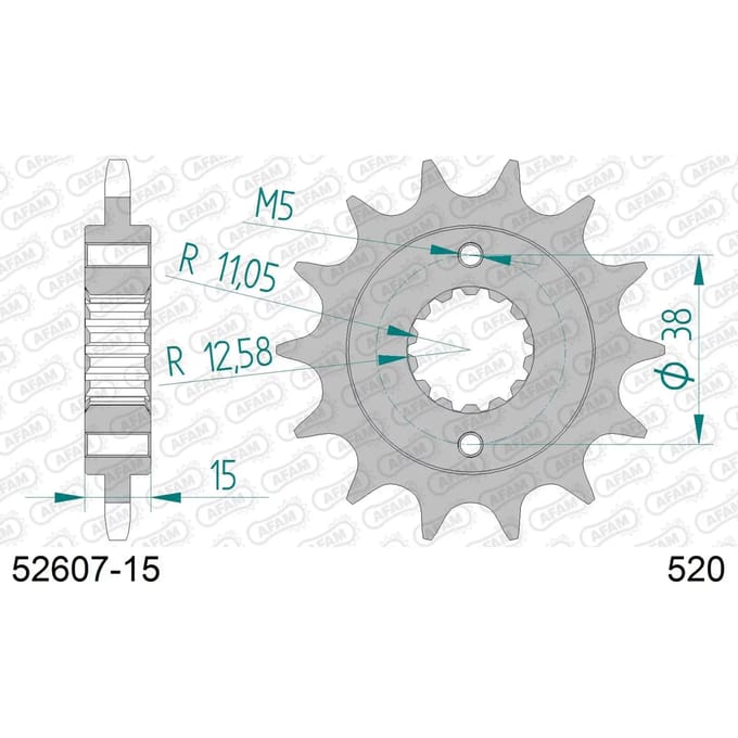 Stalen motortandwiel voor Afam 520 15 dents