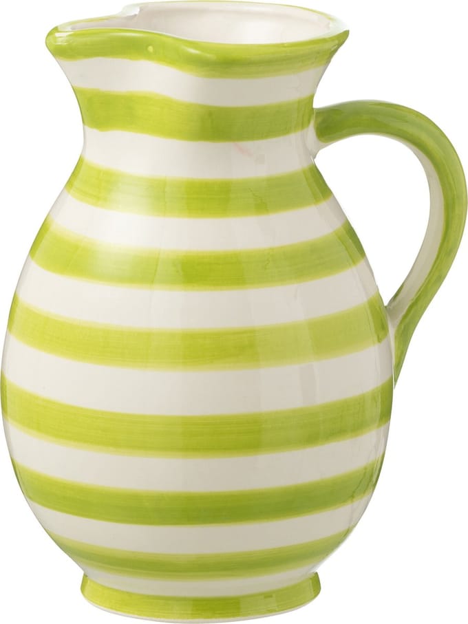 J-Line kruik Granada Stripes - keramiek - wit/groen - medium