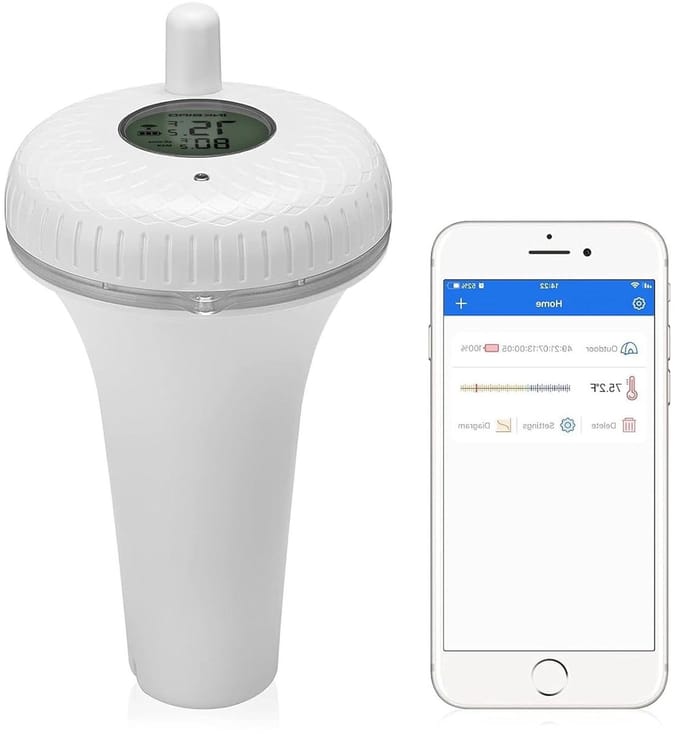 Zwembadthermometer - Drijvende meter - Water temperatuur meten - Bluetooth verbinding - 9 Centimeter - Wit