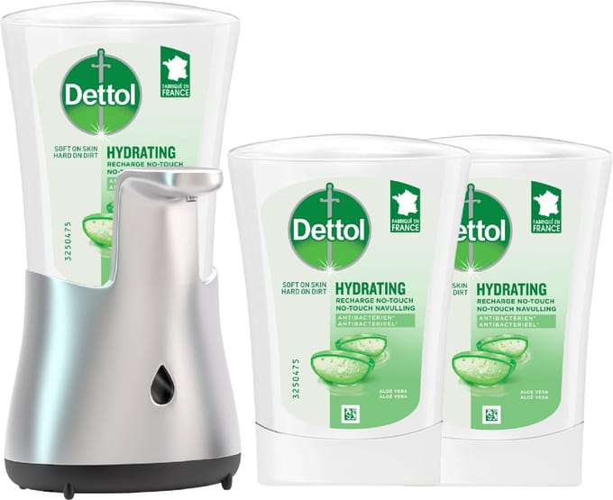Dettol - Automatische Zeepdispenser No Touch & 3x250ml Handzeep No Touch Navulling - Aloe Vera