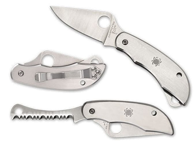 Spyderco clipitool plain & serrated silv