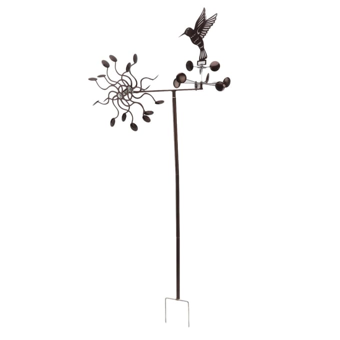Moulins à vent Fer Colibri Métal Moulin à vent Sculpture de vent pour Pelouse Extérieure Cour Patio Jardin black