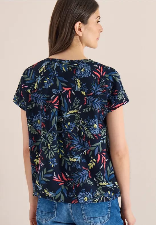 Blouse met gespleten hals en print