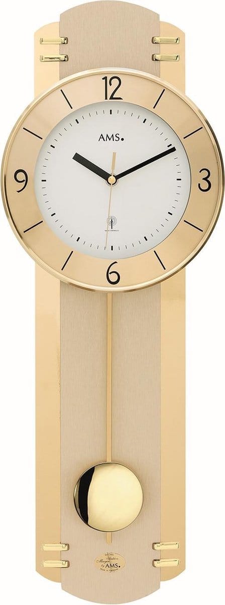 AMS Wandklok met slinger Zendergestuurd 5293