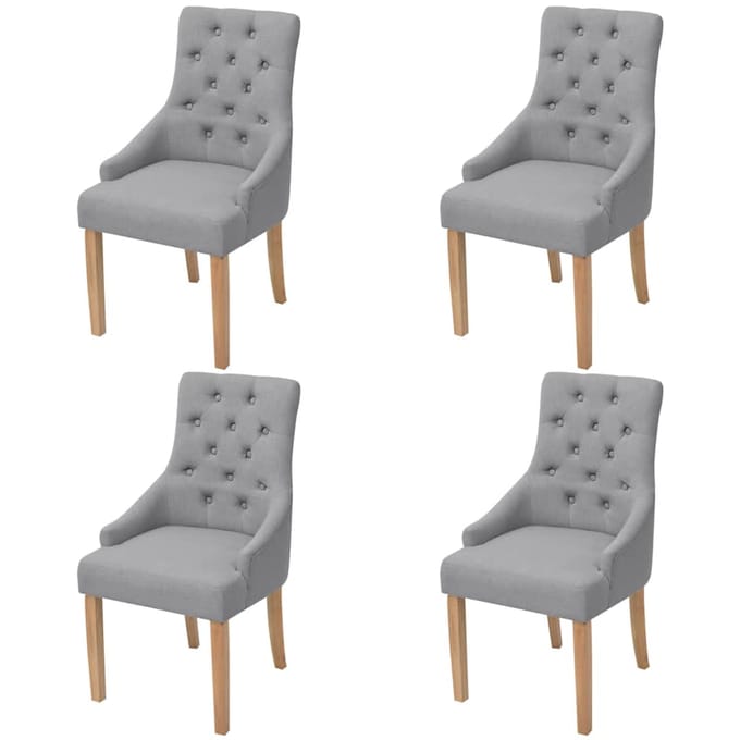 vidaXL - Eetkamerstoelen - 4 - st - stof - lichtgrijs