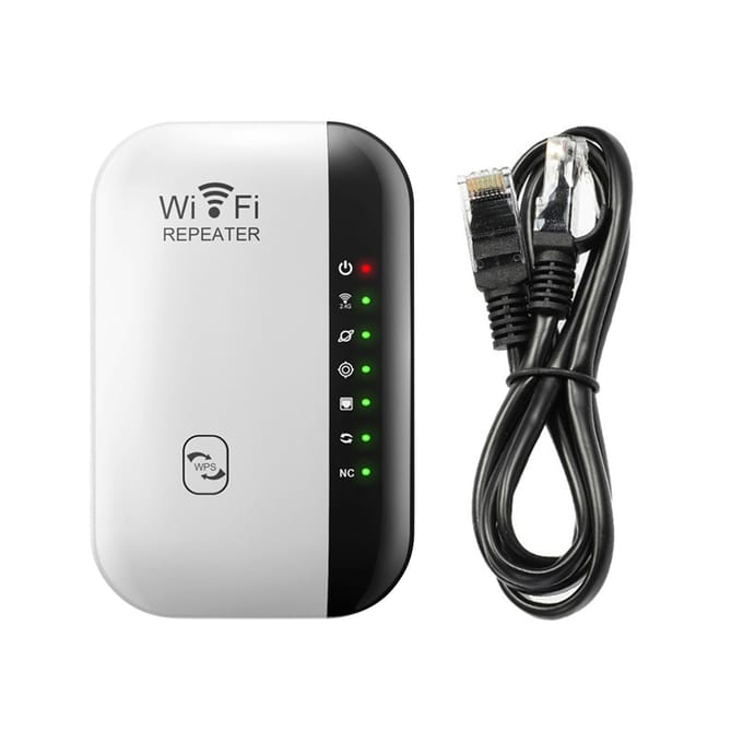 300M WiFi Repeater Draadloze Signaalversterker 7 Indicatielampjes WiFi Range Extender met Ethernet US wit