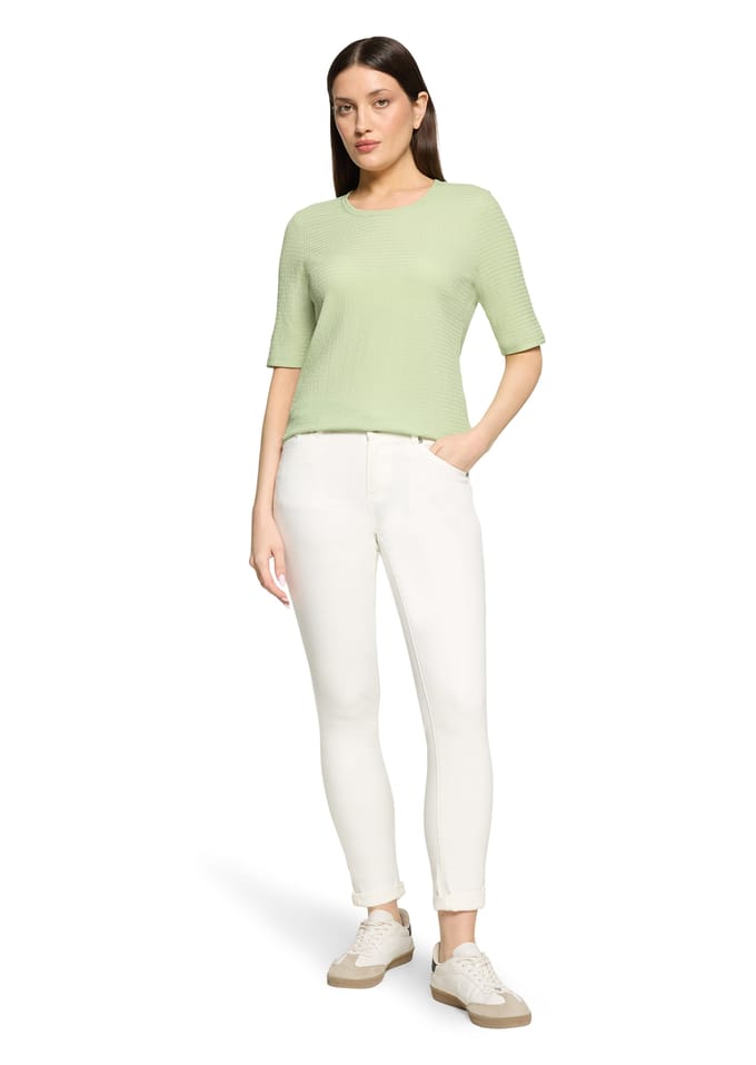 Basic shirt van gestructureerd stretchmateriaal - lichtgroen - Gr. 44 van Goldner Fashion
