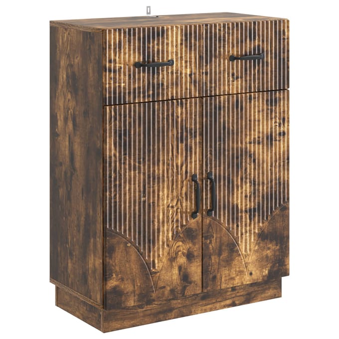 vidaXL - Dressoir - met - lade - Gerookt - eiken - 66 - x - 34,5 - x - 87 - cm - Bewerkt - hout
