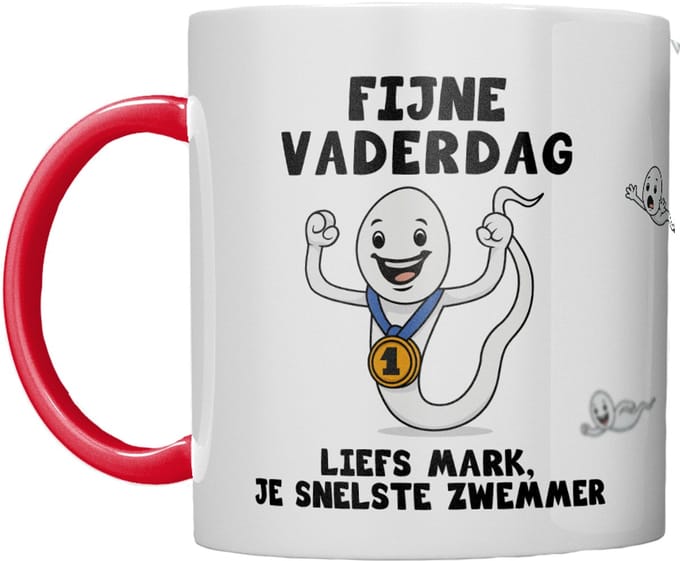 MOK | VADERDAG | SNELSTE ZWEMMER | GEPERSONALISEERD MET NAAM | ROOD