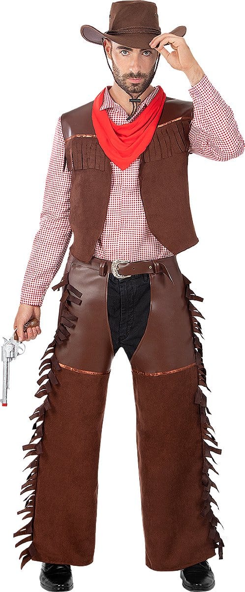 FUNIDELIA Cowboykostuum voor mannen - Maat: S - M - Bruin