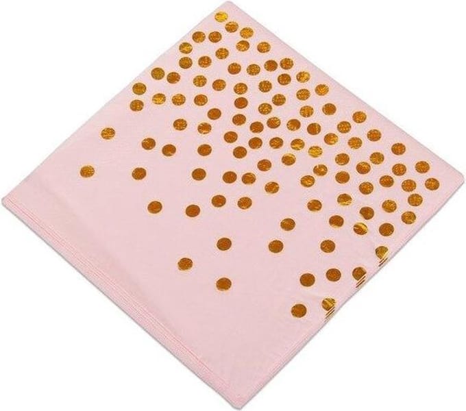Servetten Roze/Goud stippen (20st)