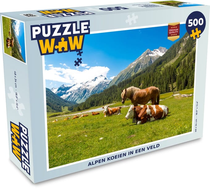 Puzzel Koeien - Paarden - Alpen - Legpuzzel - Puzzel 500 stukjes