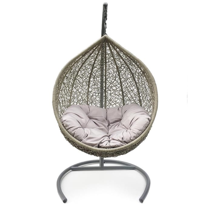 Egg chair - Hangstoel - 100cm Rond - Taupe-grijs - incl. kussen
