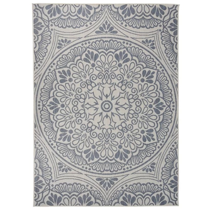 vidaXL - Buitenkleed - met - patroon - platgeweven - 200x280 - cm - blauw
