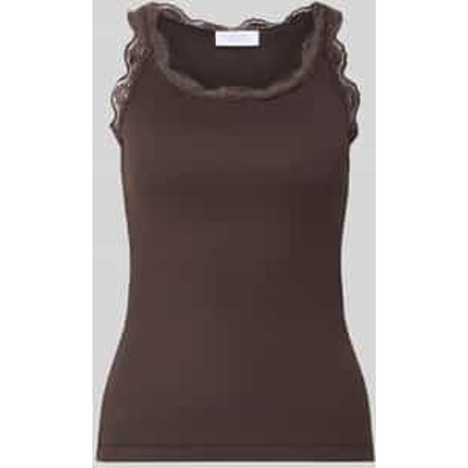 Slim fit top van puur katoen met kant