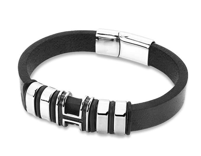 Montebello Armband Arban - Leer - 316L Staal - 12mm - 21cm