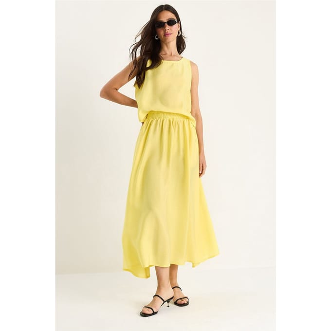 Mouwloze Scoop Neck Tanktop en Midi Rok Co-Ord Set