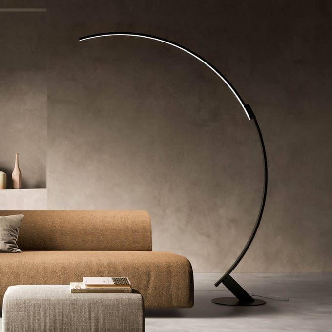 kdln LED vloerlamp Kyudo, zwart, hoogte 212 cm