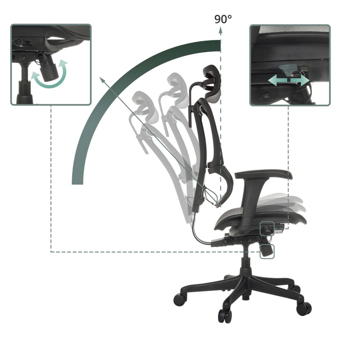 Bureaustoel / directiestoel ERGOHUMAN SLIM ECO M GEN2 mesh zwart hjh OFFICE