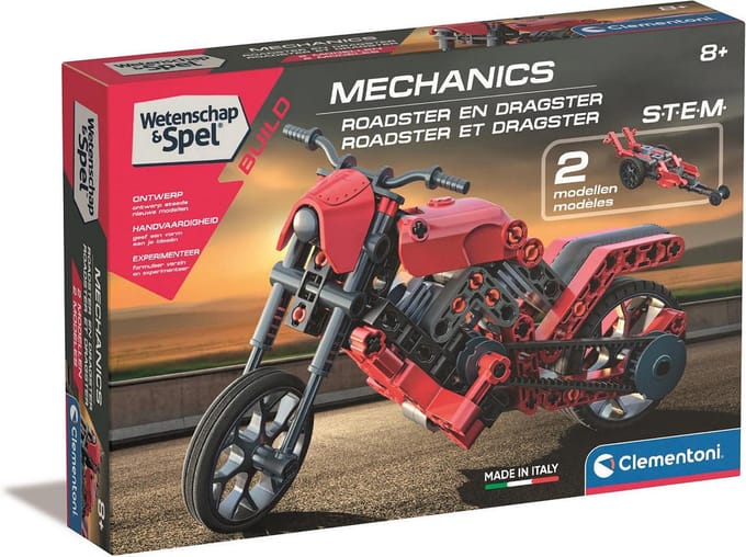 Clementoni - Wetenschap & Spel Mechanics - Roadster en Dragster model Kit - Constructie Speelgoed - STEM Speelgoed - Vanaf 8 jaar
